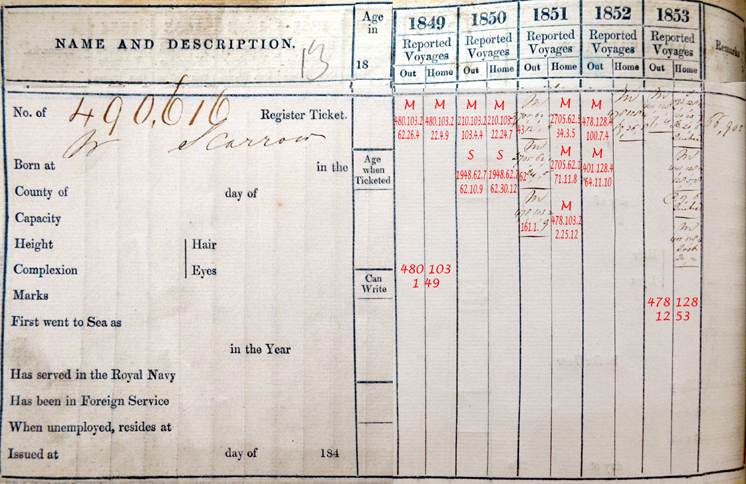 BT113/246 Register of Seamen's Tickets, William Scarrow